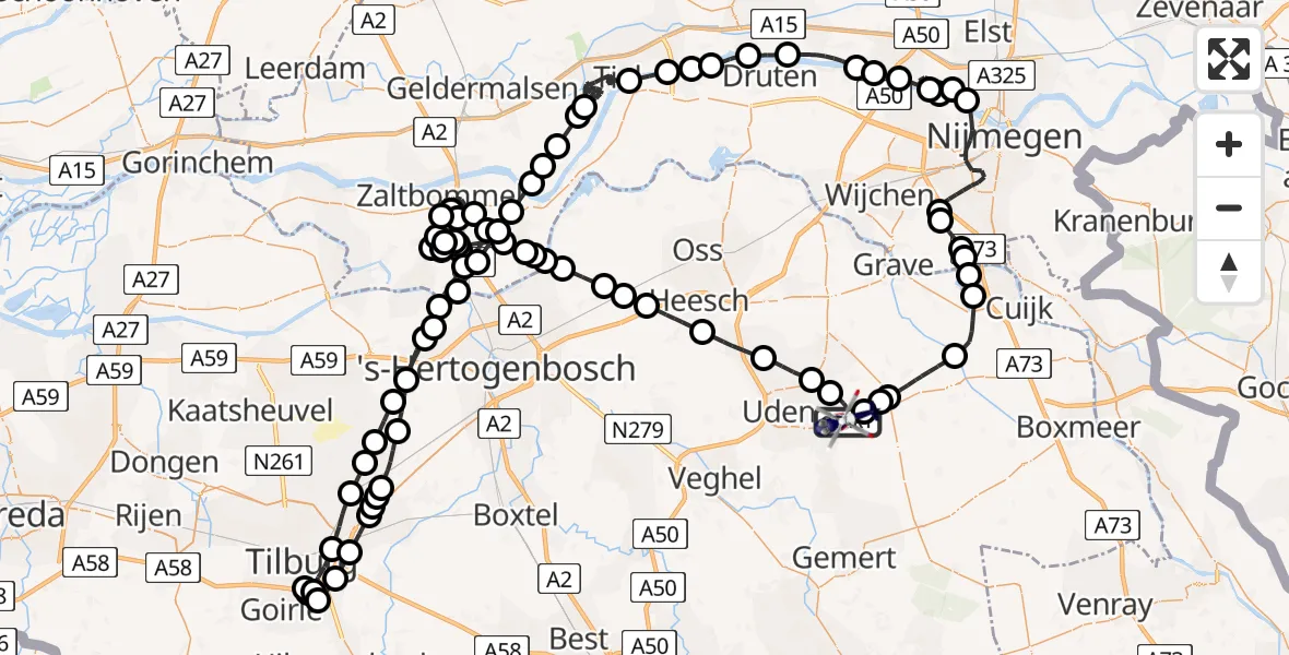 Vluchtroute Politiehelikopter Vliegbasis Volkel - Vliegbasis Volkel, 06 juni 2024, 17:14