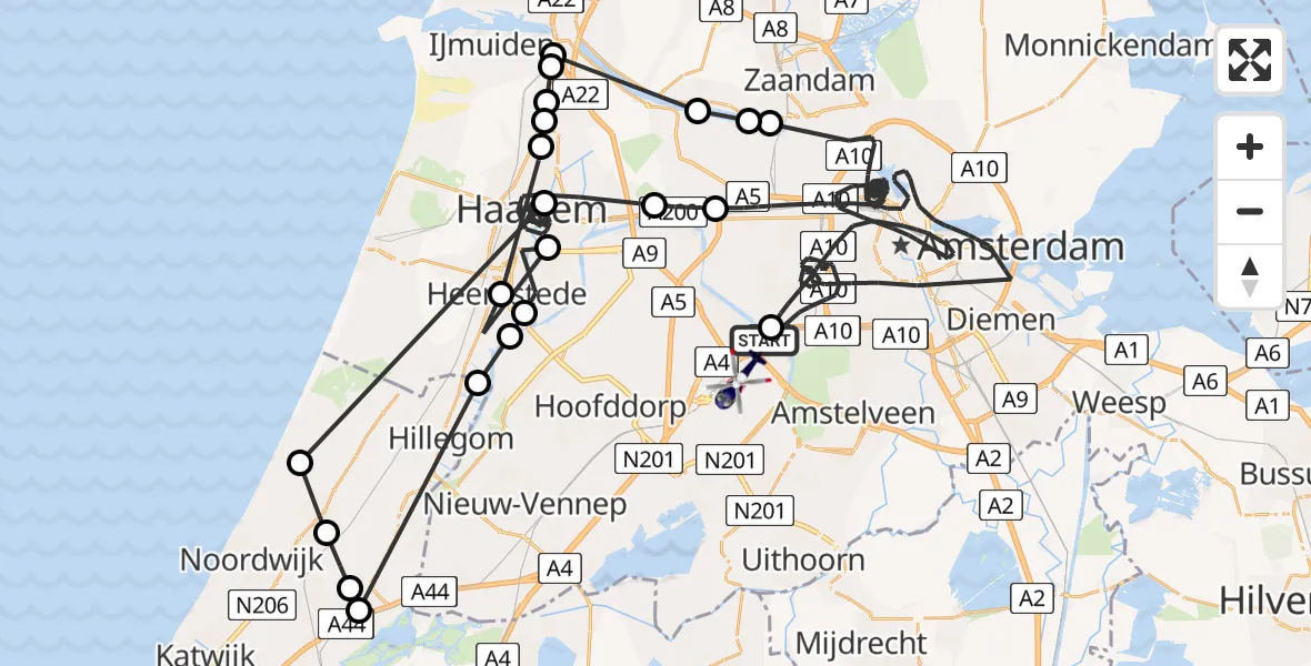 Vluchtroute Politiehelikopter Badhoevedorp - Schiphol, 06 juni 2024, 18:31