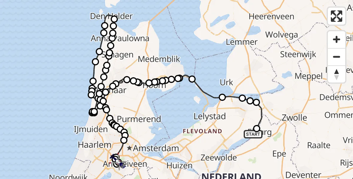 Vluchtroute Politiehelikopter Biddinghuizen - Schiphol, 06 juni 2024, 18:32