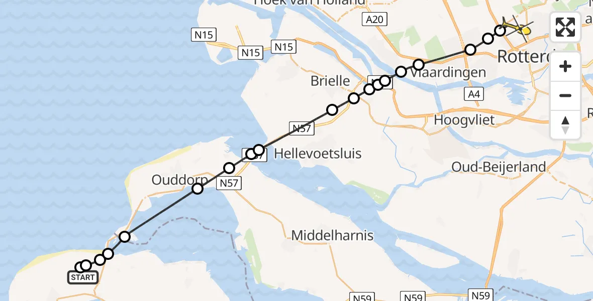 Routekaart van de vlucht: Lifeliner 2 naar Rotterdam The Hague Airport, Stoofweg