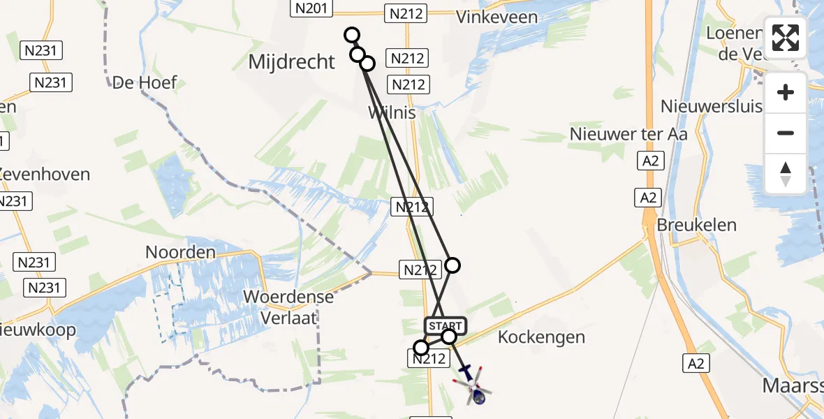 Vluchtroute Politiehelikopter Kockengen - Kamerik, 06 juni 2024, 23:57