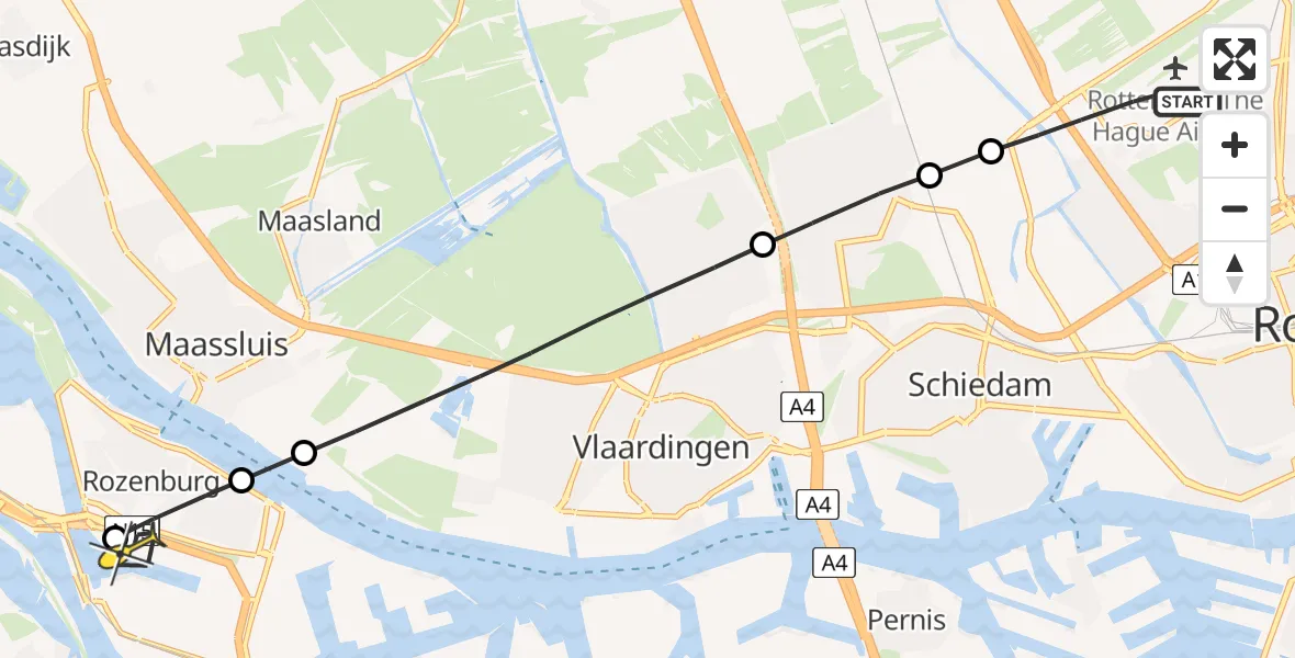 Routekaart van de vlucht: Lifeliner 2 naar Botlek, Vareseweg