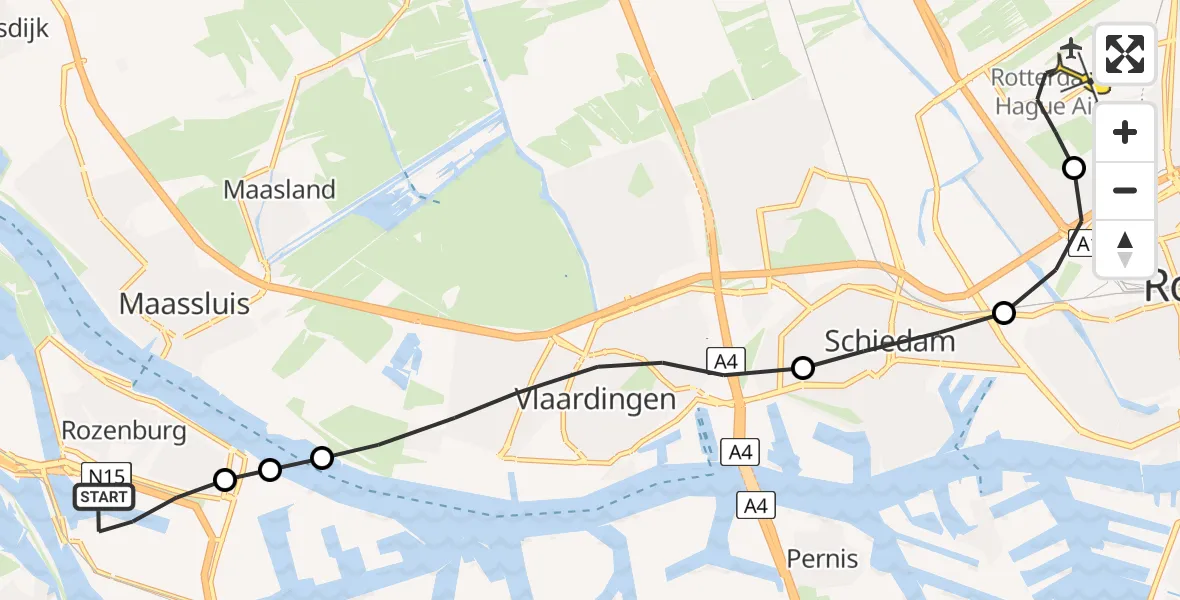 Routekaart van de vlucht: Lifeliner 2 naar Rotterdam The Hague Airport, W-29