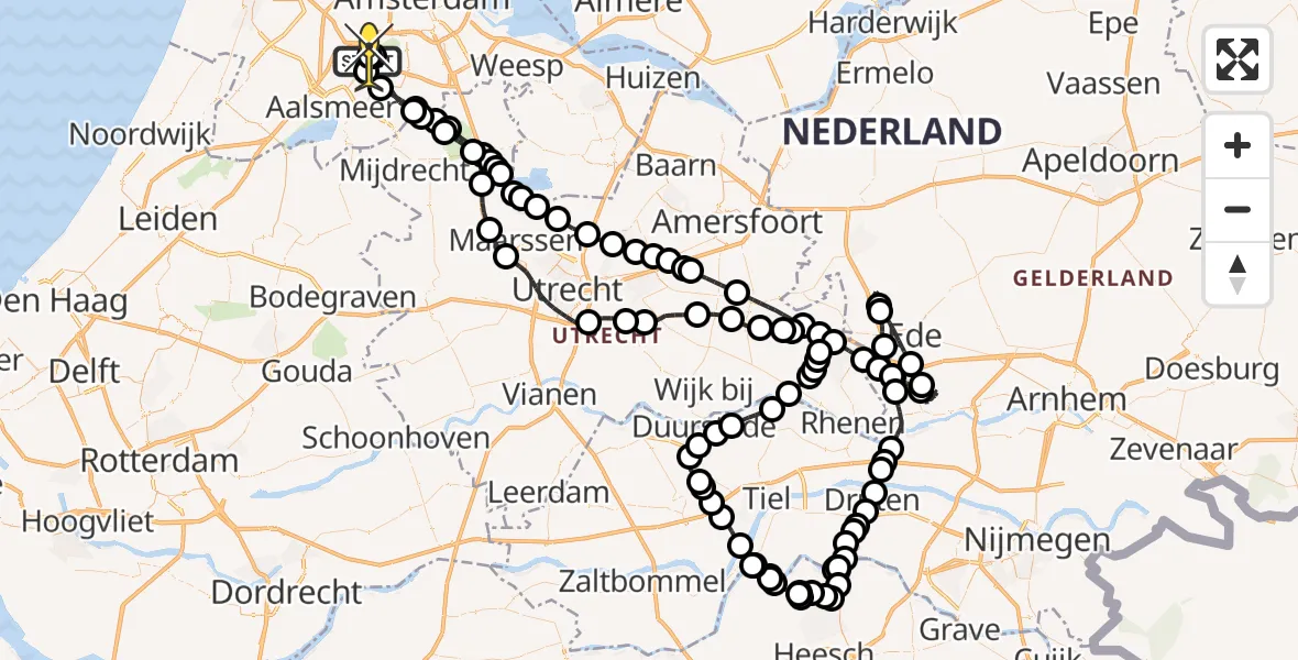 Routekaart van de vlucht: Politieheli naar Schiphol, Schiphol-Oost