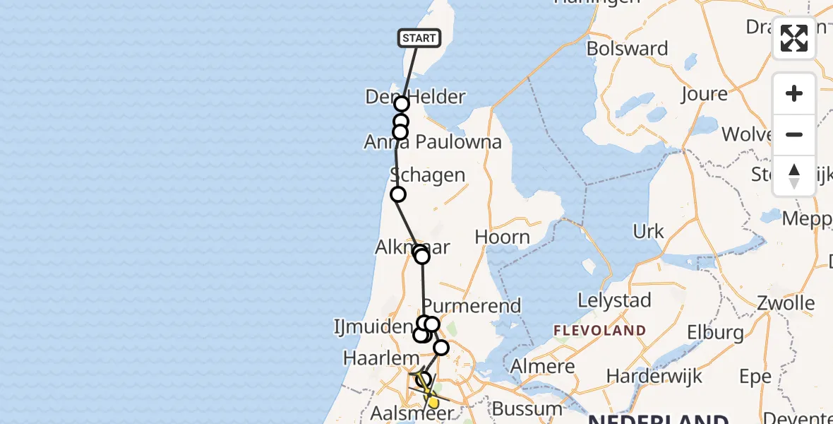 Routekaart van de vlucht: Politiehelikopter naar Schiphol, Pontweg