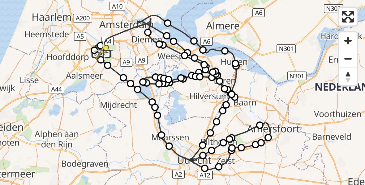 Routekaart van de vlucht: Politieheli naar Schiphol, Van Weerden-Poelmanweg