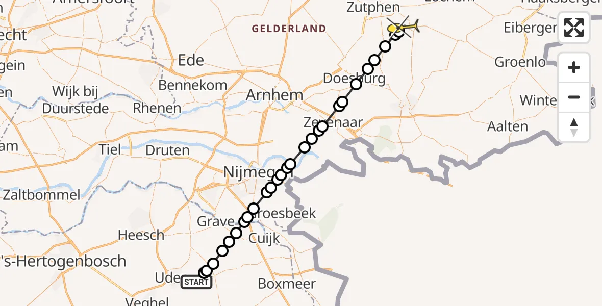 Routekaart van de vlucht: Lifeliner 3 naar Vorden, Zeelandsedijk