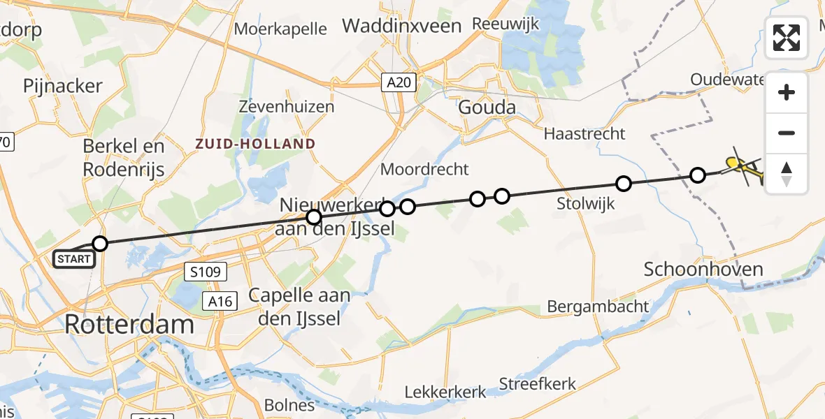 Routekaart van de vlucht: Lifeliner 2 naar Polsbroek, Bovendijk