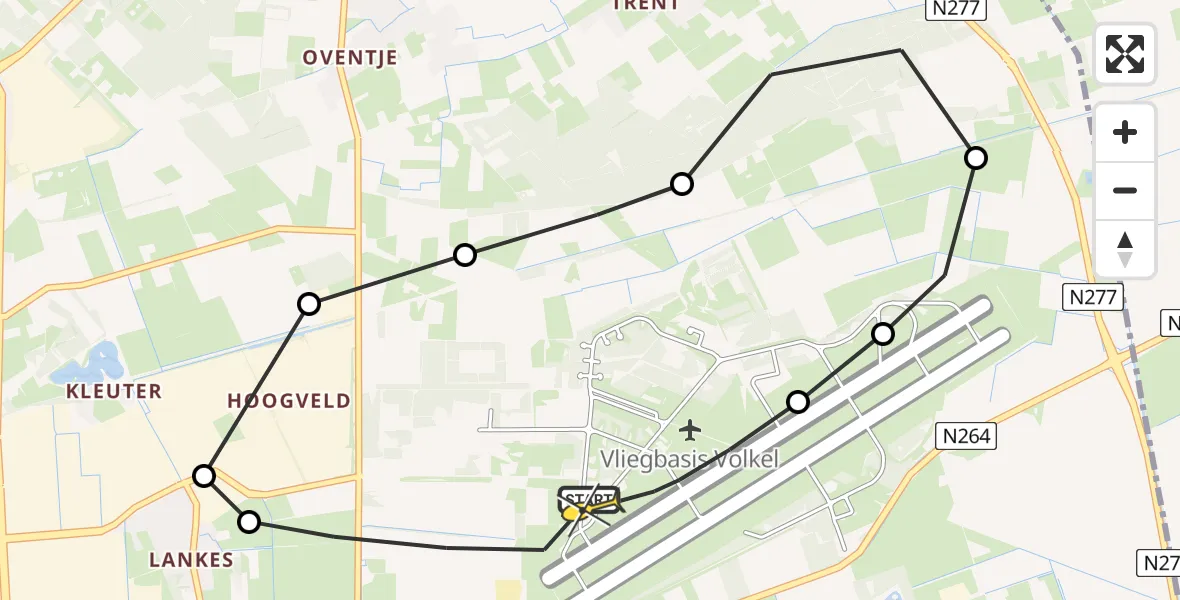 Routekaart van de vlucht: Lifeliner 3 naar Vliegbasis Volkel, Venstraat