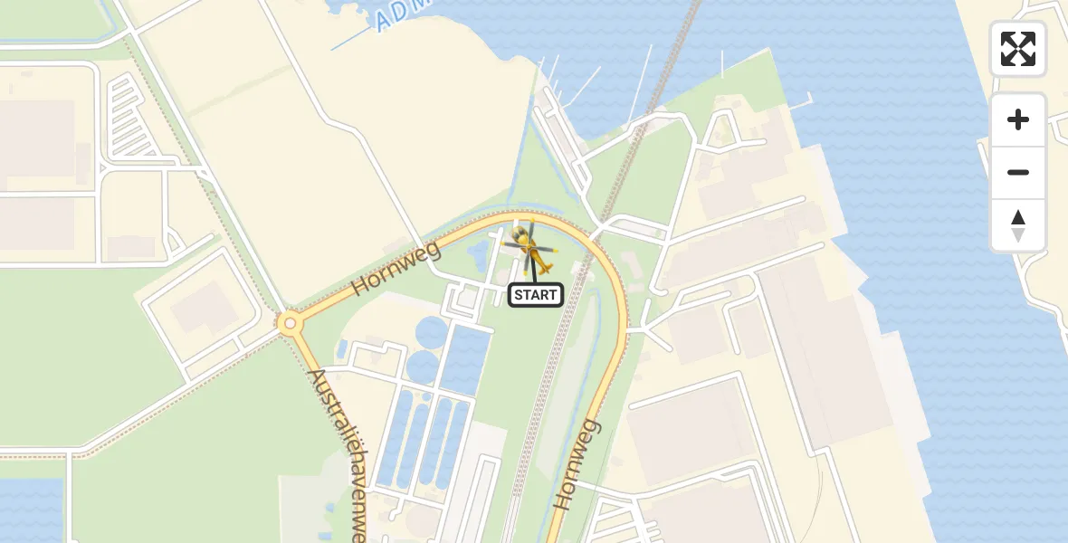 Routekaart van de vlucht: Lifeliner 1 naar Amsterdam Heliport, Hornweg