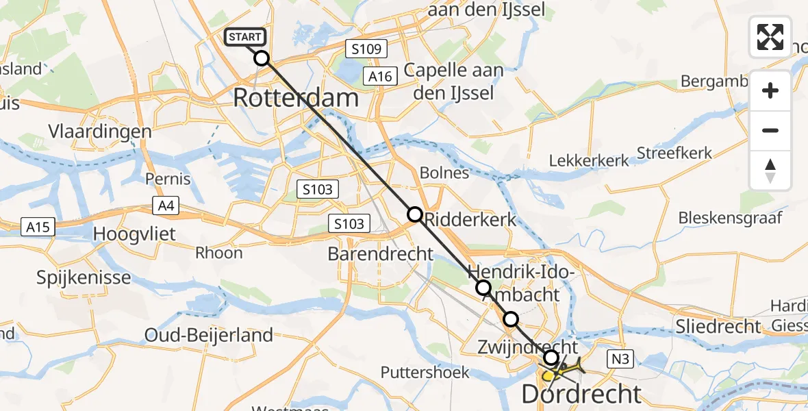 Routekaart van de vlucht: Lifeliner 2 naar Dordrecht, Van Leeuwenhoekhof