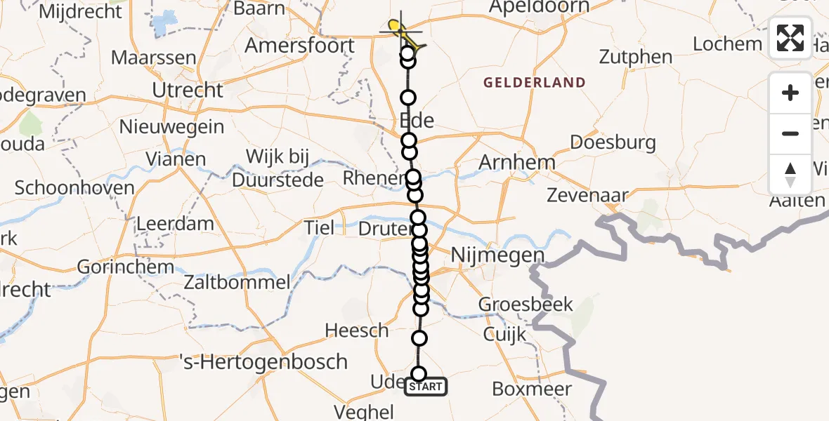 Routekaart van de vlucht: Lifeliner 3 naar Kootwijkerbroek, Voederheil