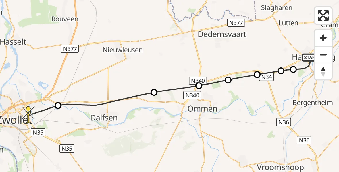 Routekaart van de vlucht: Lifeliner 4 naar Zwolle, Bandelsteeg