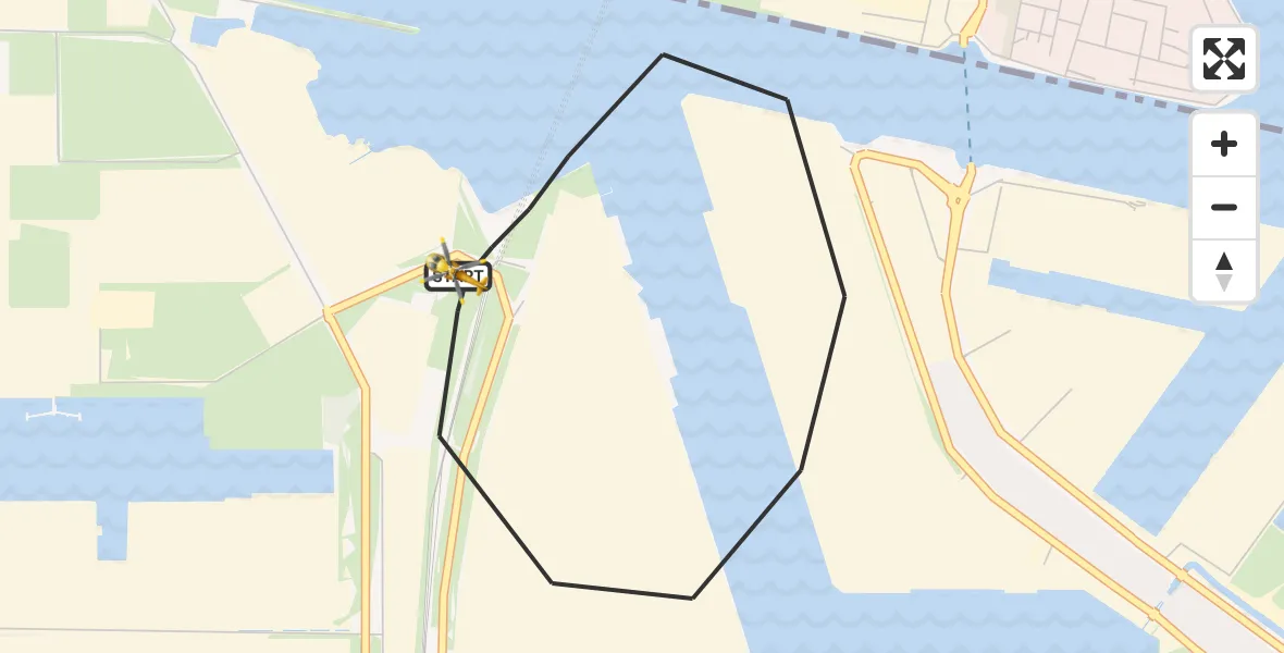 Vluchtroute Traumahelikopter van Amsterdam Heliport naar Amsterdam Heliport