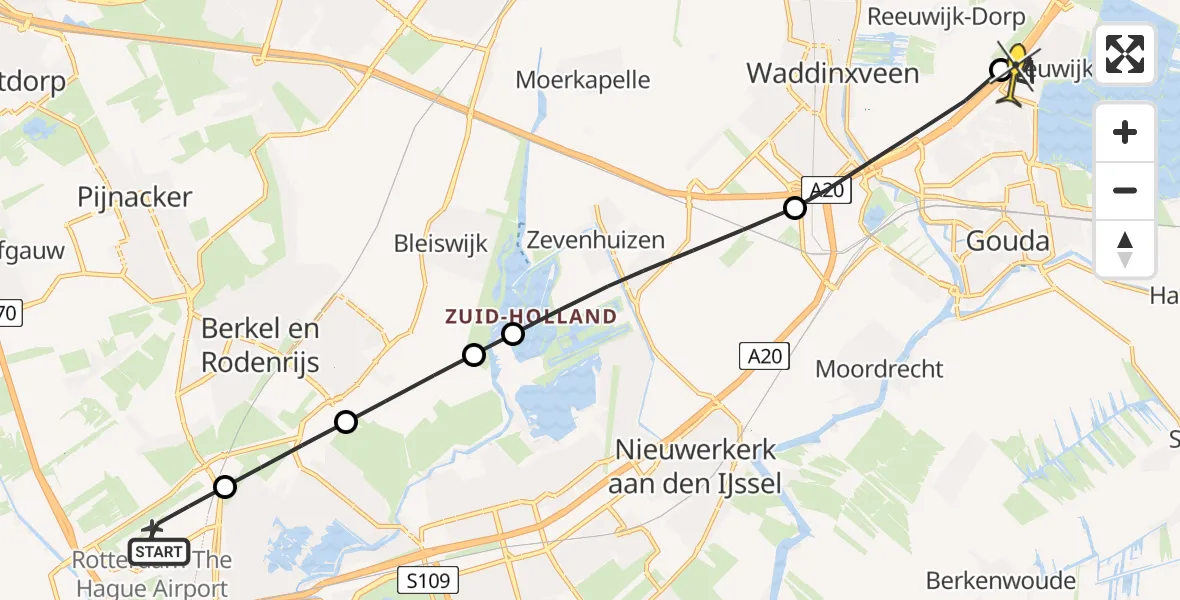 Routekaart van de vlucht: Lifeliner 2 naar Reeuwijk, Bovendijk