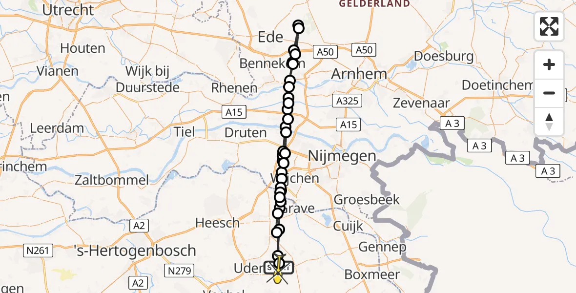 Routekaart van de vlucht: Lifeliner 3 naar Vliegbasis Volkel, Bovenste Trent