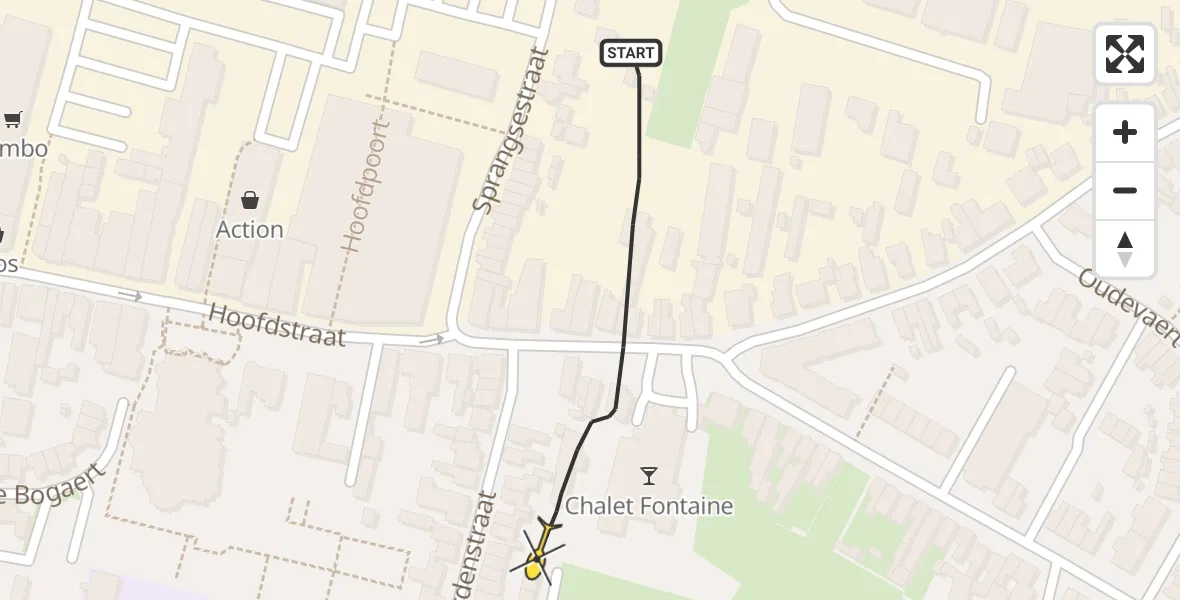 Routekaart van de vlucht: Politiehelikopter naar Kaatsheuvel, Doctor van Beurdenstraat