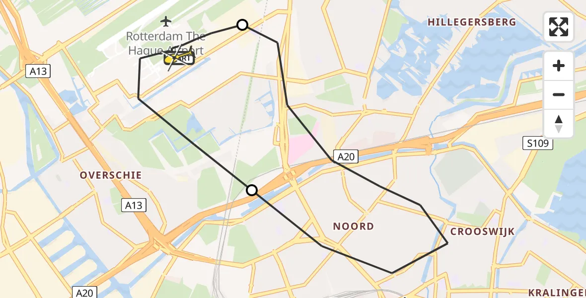 Routekaart van de vlucht: Lifeliner 2 naar Rotterdam The Hague Airport, Terletweg