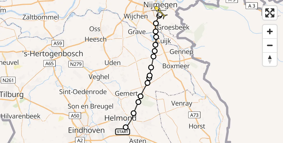Routekaart van de vlucht: Lifeliner 3 naar Radboud Universitair Medisch Centrum, Herselseweg