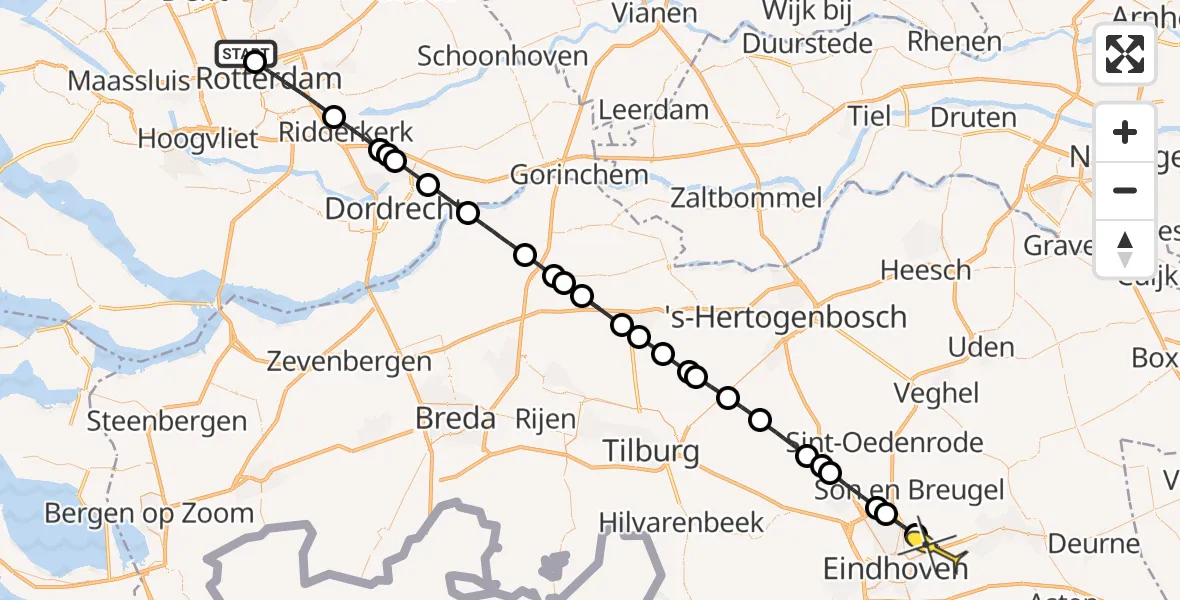 Routekaart van de vlucht: Lifeliner 2 naar Nuenen, Van Leeuwenhoekhof