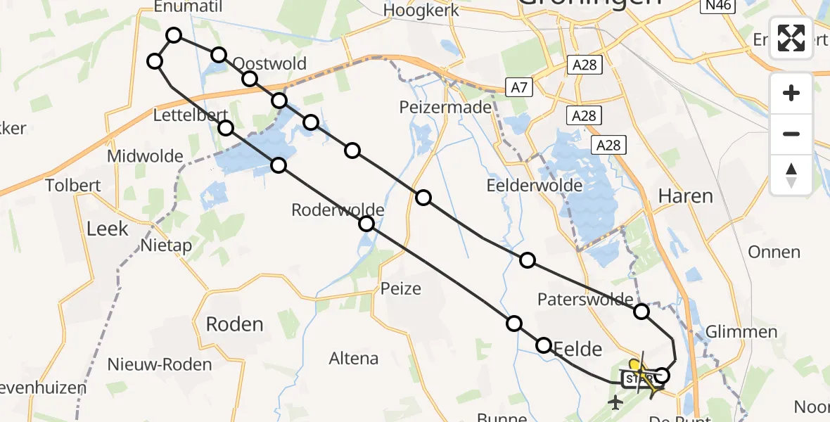 Routekaart van de vlucht: Lifeliner 4 naar Groningen Airport Eelde, Hoofdweg