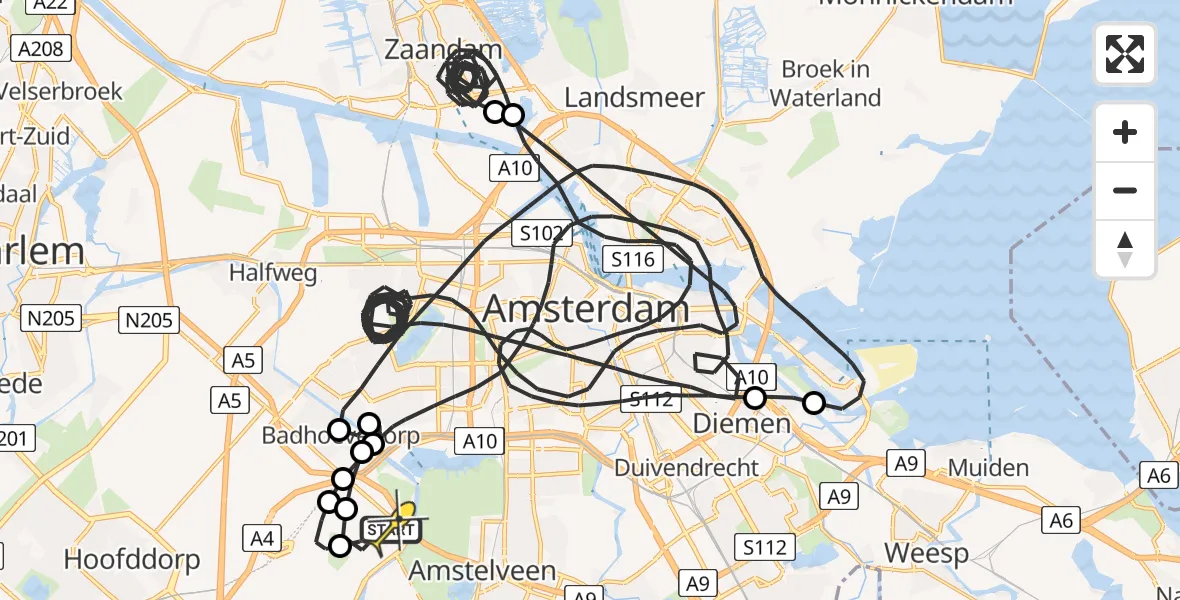 Routekaart van de vlucht: Politieheli naar Schiphol, Ceintuurbaan