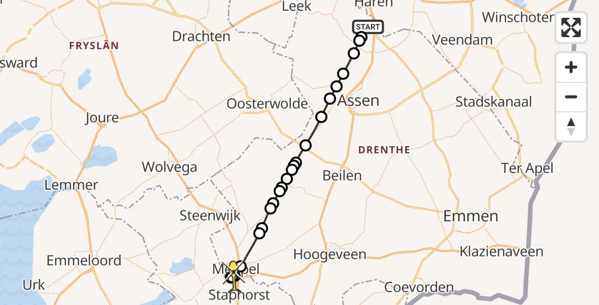 Routekaart van de vlucht: Lifeliner 4 naar Meppel, Vissersweg
