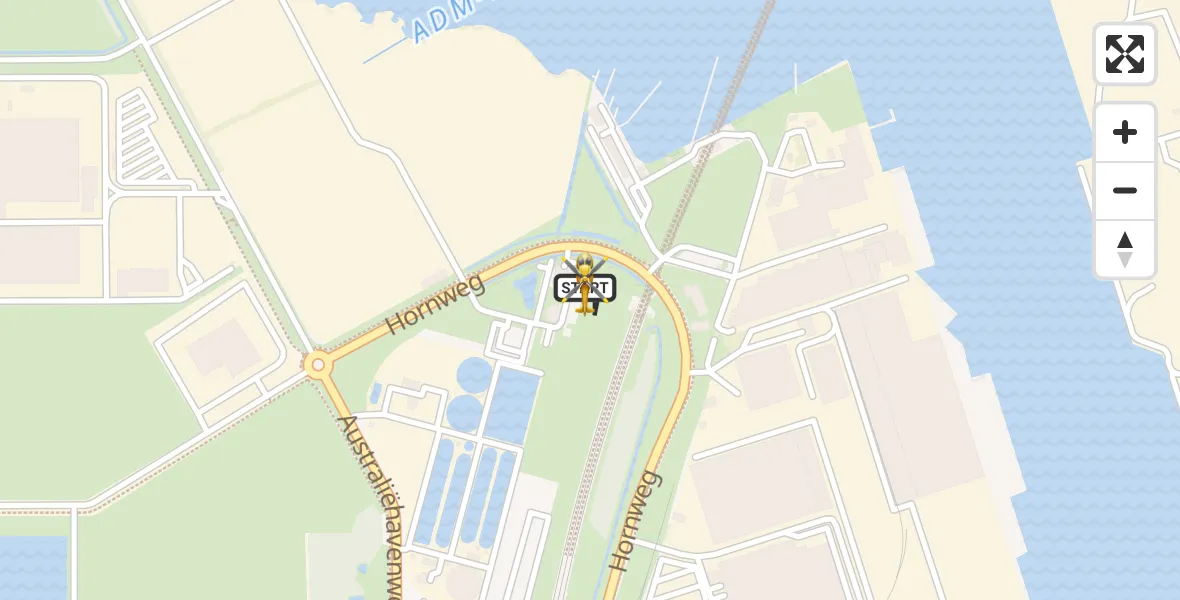 Routekaart van de vlucht: Lifeliner 1 naar Amsterdam Heliport, Hornweg