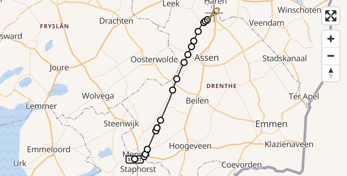 Routekaart van de vlucht: Lifeliner 4 naar Groningen Airport Eelde, Knooppunt Lankhorst