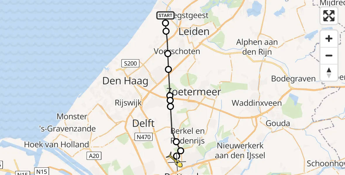 Routekaart van de vlucht: Lifeliner 2 naar Rotterdam The Hague Airport, Marinevliegkamp