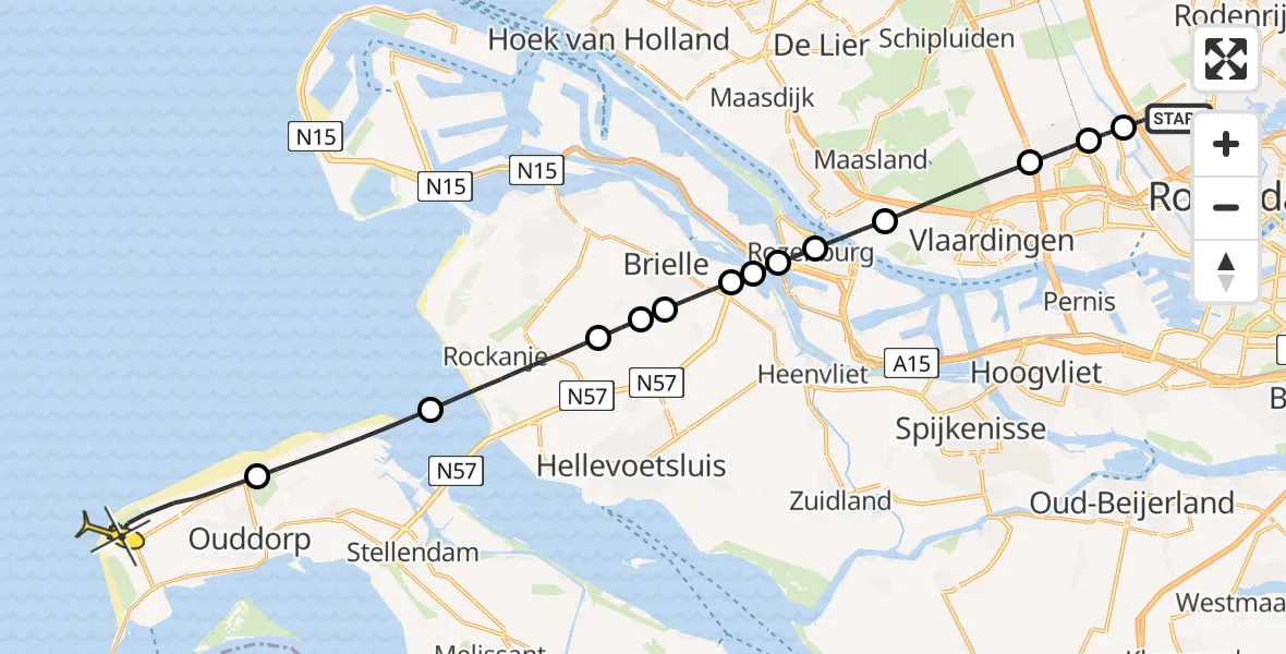 Routekaart van de vlucht: Lifeliner 2 naar Ouddorp, Katershofpad