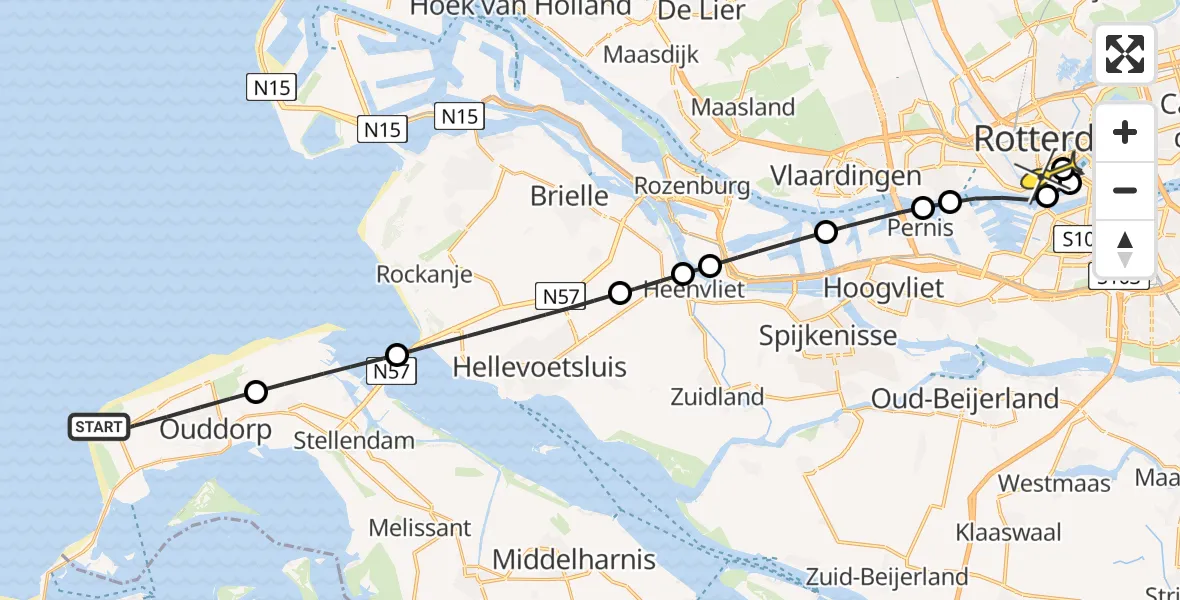 Routekaart van de vlucht: Lifeliner 2 naar Erasmus MC, Vrijheidsweg