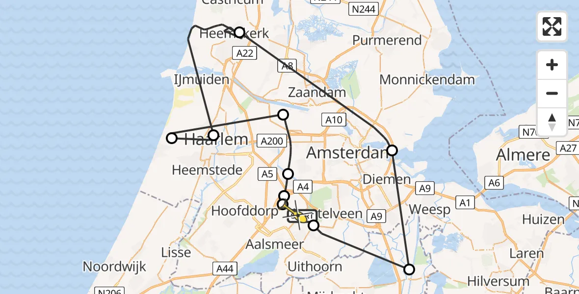 Routekaart van de vlucht: Politieheli naar Schiphol, Schweitzerlaan