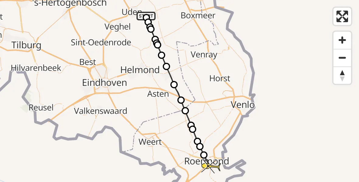 Routekaart van de vlucht: Lifeliner 3 naar Roermond, Oosterheidestraat