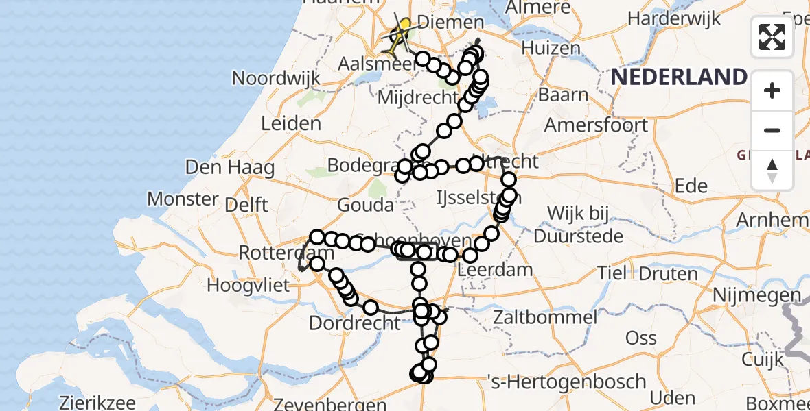 Routekaart van de vlucht: Politieheli naar Schiphol, Achterland