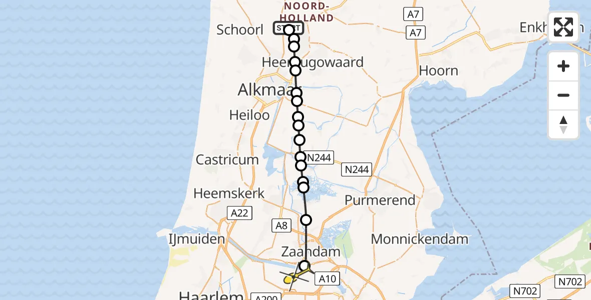 Routekaart van de vlucht: Lifeliner 1 naar Amsterdam Heliport, Veertweg