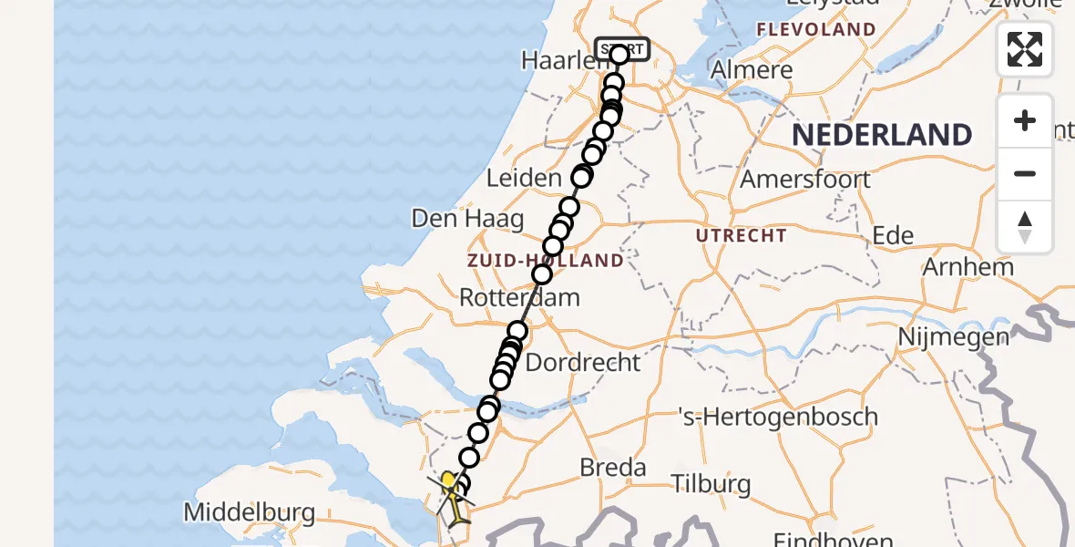 Routekaart van de vlucht: Lifeliner 1 naar Halsteren, Westpoort