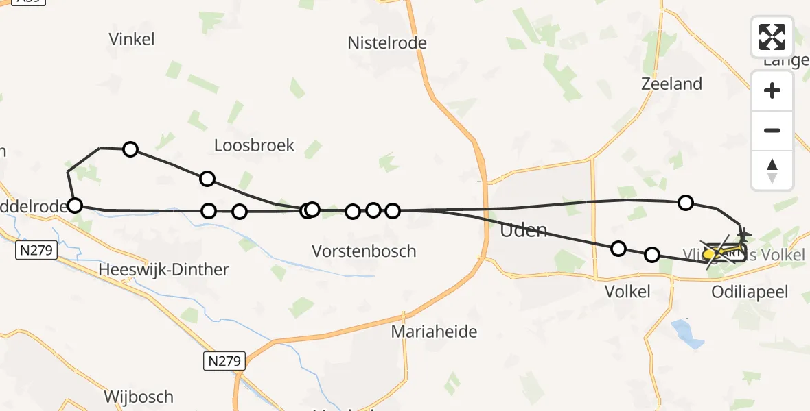 Routekaart van de vlucht: Lifeliner 3 naar Vliegbasis Volkel, Venstraat