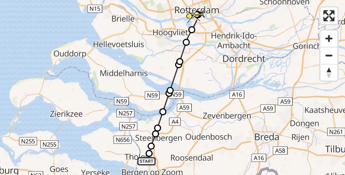 Routekaart van de vlucht: Lifeliner 1 naar Erasmus MC, Von Suppéstraat