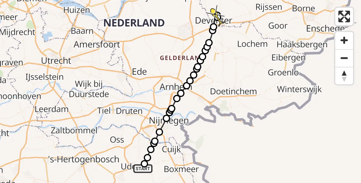 Routekaart van de vlucht: Lifeliner 3 naar Deventer, Zeelandsedijk