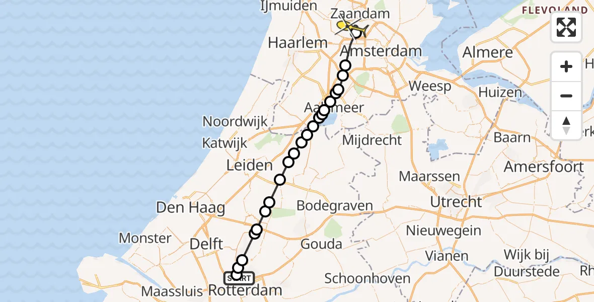 Routekaart van de vlucht: Lifeliner 1 naar Amsterdam Heliport, Bovendijk