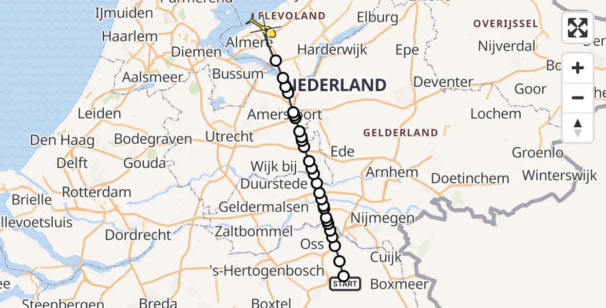 Routekaart van de vlucht: Lifeliner 3 naar Almere, Zeelandsedijk