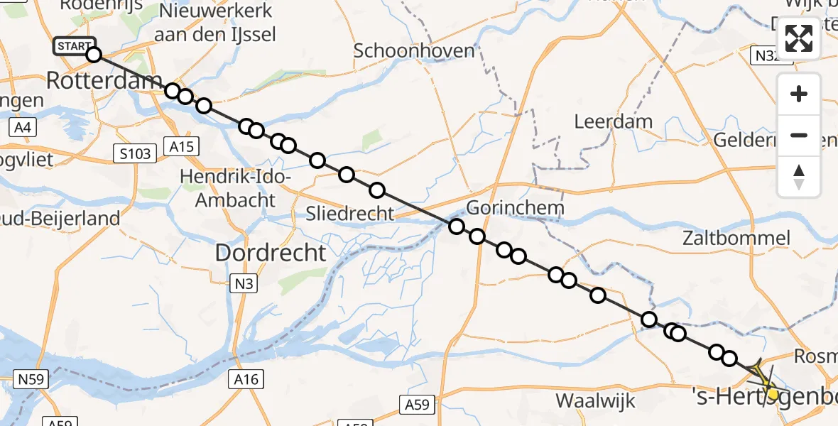 Routekaart van de vlucht: Lifeliner 2 naar 's-Hertogenbosch, Ada Lovelacestraat