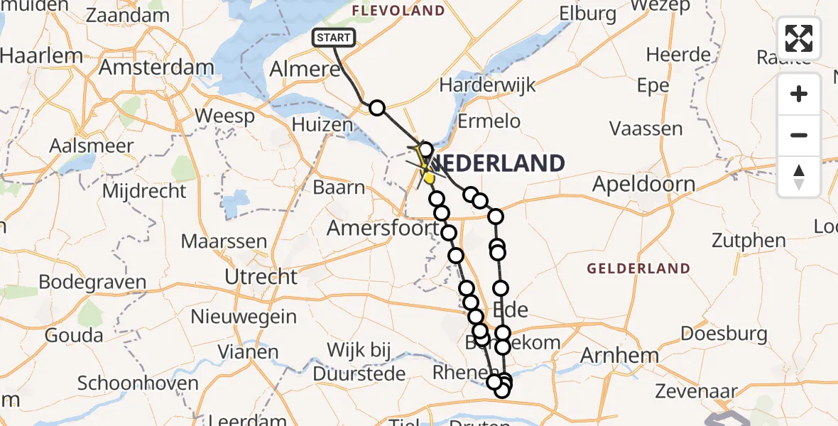 Routekaart van de vlucht: Lifeliner 3 naar Nijkerk, Maandenweg