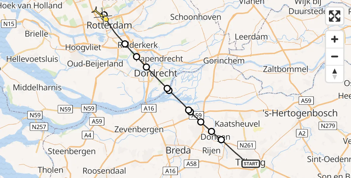 Routekaart van de vlucht: Lifeliner 2 naar Rotterdam The Hague Airport, Klaverstraat