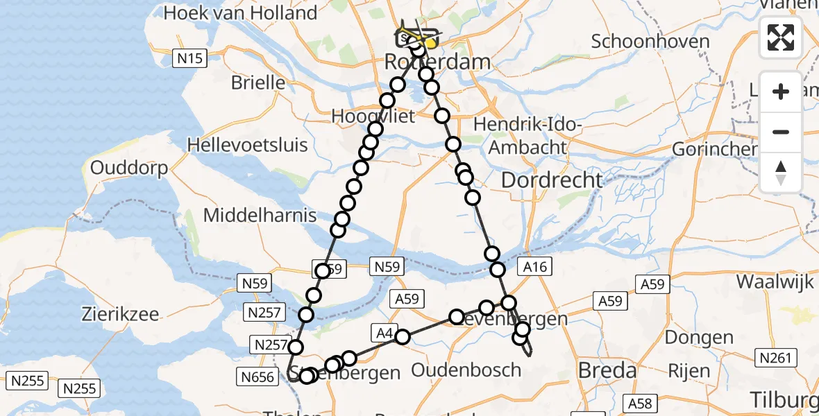 Routekaart van de vlucht: Lifeliner 2 naar Rotterdam The Hague Airport, Pilotenpad