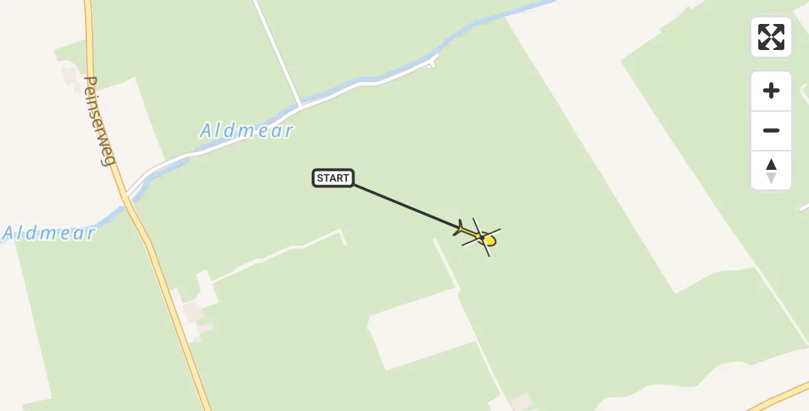 Routekaart van de vlucht: Ambulancehelikopter naar Peins, Slappeterpsterweg