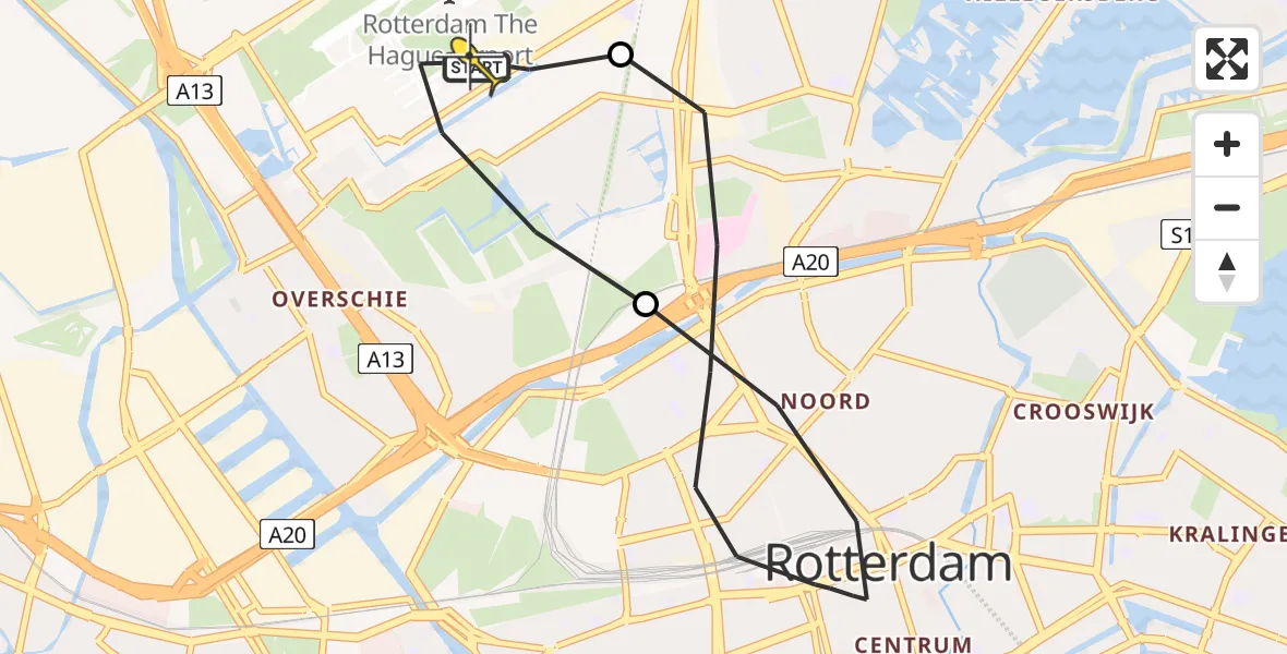 Routekaart van de vlucht: Lifeliner 2 naar Rotterdam The Hague Airport, Zestienhoven