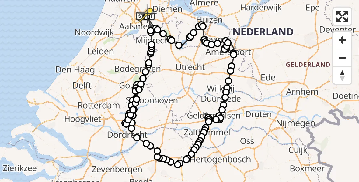 Routekaart van de vlucht: Politieheli naar Schiphol, Walaardt Sacréstraat