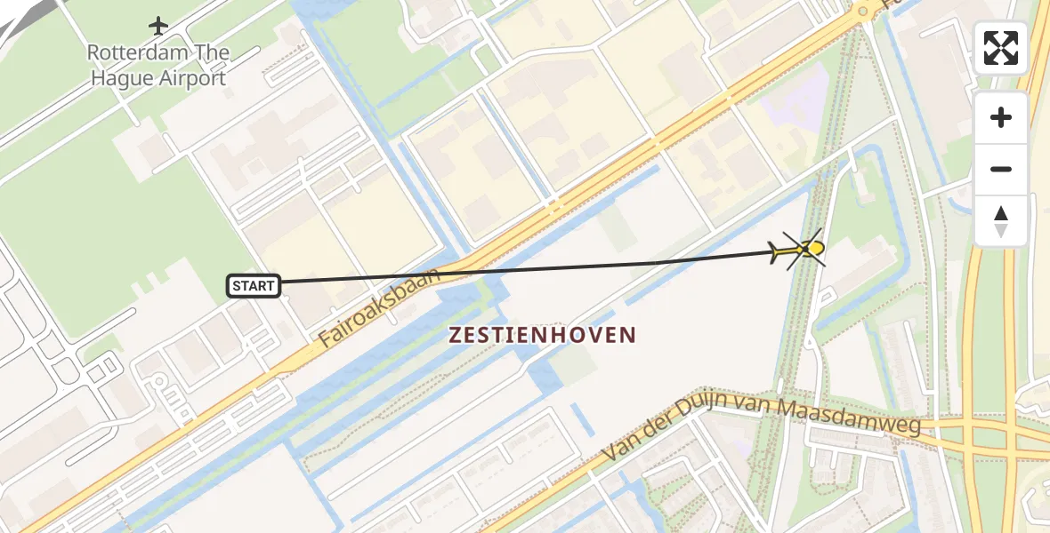 Routekaart van de vlucht: Lifeliner 2 naar Rotterdam The Hague Airport, Woensdrechtstraat